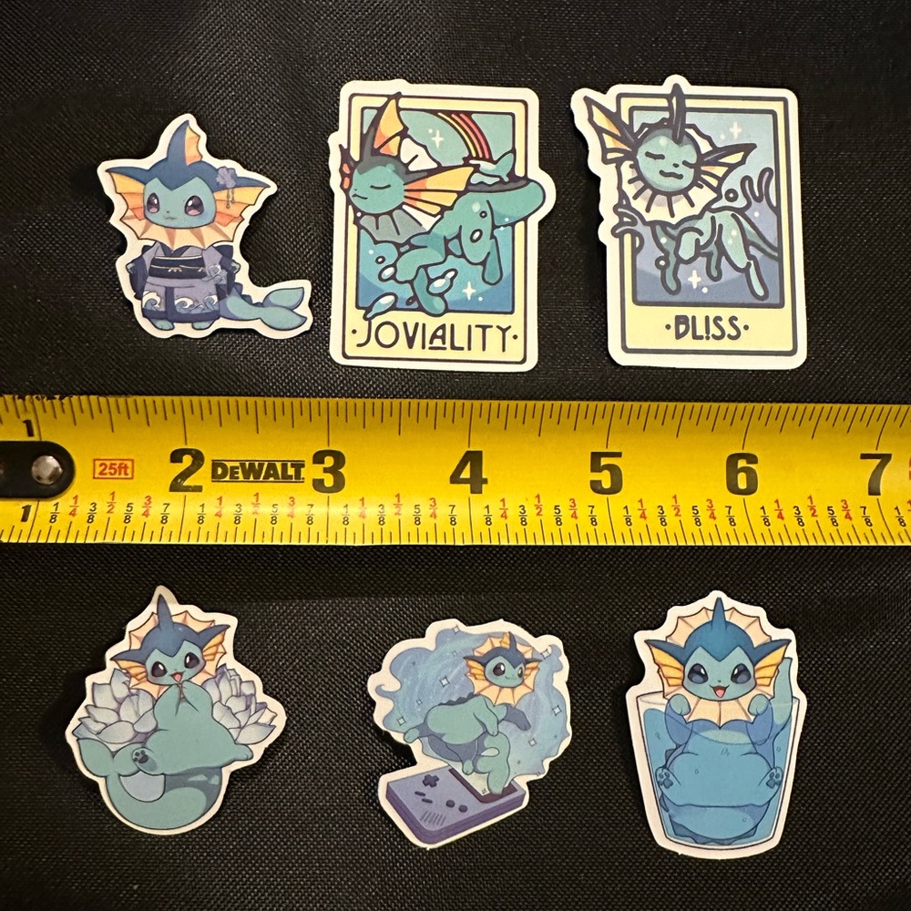 Lot of 6 Pokémon Vinyl Stickers Vaporeon